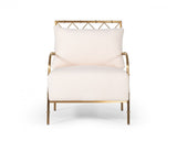 Stylish White and Gold Velvet A Frame Accent Chair