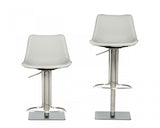 Set of Two 30" Black And Silver Faux Leather And Steel Low Back Bar Height Bar Chairs