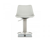 29" Light Gray And Silver Faux Leather And Stainless Steel Swivel Low Back Bar Height Bar Chair