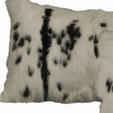 Set Of Two 12" X 20" Black And White Rabbit Zippered Natural Fur Animal Print Throw Pillows