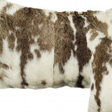 Set Of Two 12" X 20" Brown And White Rabbit Natural Fur Animal Print Throw Pillows