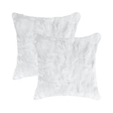 Set Of Two 18" White Rabbit Zippered Natural Fur Throw Pillows