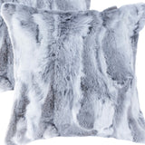 Set Of Two 18" Grey Rabbit Natural Fur Throw Pillows