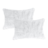 Set Of Two 12" X 20" White Rabbit Natural Fur Throw Pillows