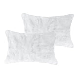 Set Of Two 12" X 20" White Rabbit Natural Fur Throw Pillows