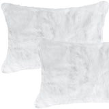 Set Of Two 12" X 20" White Rabbit Natural Fur Throw Pillows