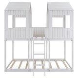 White Twin Contemporary Manufactured Wood + Solid Wood Bunk Bed