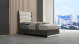 King Dark Grey High Gloss Bed Frame with Faux Leather Headboard