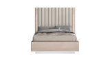 Full Beige Upholstered Faux Leather Bed