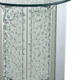 23" Clear Glass And Mirrored Round End Table With Drawer