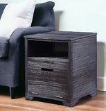 24" Black Manufactured Wood And Solid Wood Rectangular End Table