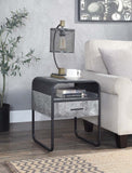 21" Black And Concrete Gray Manufactured Wood And Metal Rectangular End Table With Shelf