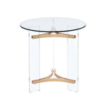 24" Gold And Clear Glass And Metal Round End Table