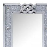 63" Mirrored &amp; Faux Diamonds Lighted Irregular Accent Mirror