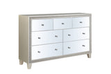 63" Champagne Solid and Manufactured Wood Mirrored Seven Drawer Triple Dresser