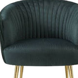 31" Black Velvet And Gold Striped Barrel Chair