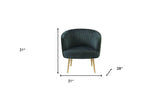 31" Black Velvet And Gold Striped Barrel Chair