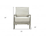 35" Gray Linen And Light Oak Solid Color Club Chair