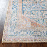 3' X 5' Latte And Blue Oriental Medallion Stain Resistant Area Rug