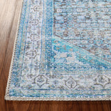 5' X 7' Shades Of Azure Oriental Medallion Stain Resistant Area Rug