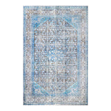 7' X 9' Shades Of Azure Oriental Medallion Area Rug