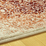 5' X 8' Orange Medallion Stain Resistant Area Rug