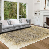 5' X 8' Orange Medallion Stain Resistant Area Rug