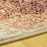 8' X 10' Orange Medallion Stain Resistant Area Rug