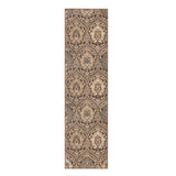 12' Runner Ivory Beige And Light Blue Floral Stain Resistant Runner Rug