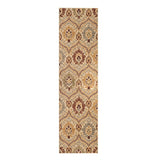 8' Camel Gray And Rust Floral Stain Resistant Runner Rug