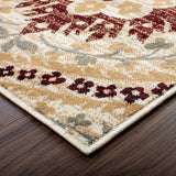 8' Camel Gray And Rust Floral Stain Resistant Runner Rug