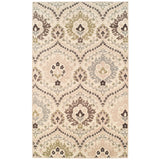 4' X 6' Ivory Gray And Olive Floral Stain Resistant Area Rug