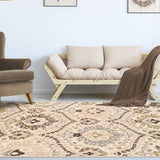 4' X 6' Ivory Gray And Olive Floral Stain Resistant Area Rug