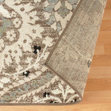 4' X 6' Ivory Beige And Light Blue Floral Stain Resistant Area Rug