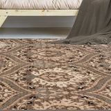 4' X 6' Ivory Beige And Light Blue Floral Stain Resistant Area Rug