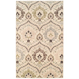 8' X 10' Ivory Gray And Olive Floral Stain Resistant Area Rug