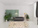 8' X 10' Ivory Gray And Olive Floral Stain Resistant Area Rug