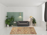 8' X 10' Camel Gray And Rust Floral Stain Resistant Area Rug