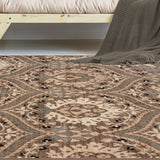 8' X 10' Ivory Beige And Light Blue Floral Stain Resistant Area Rug