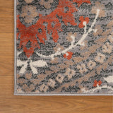 8' X 10' Rust Floral Stain Resistant Area Rug