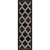 8' Black Geometric Stain Resistant Runner Rug