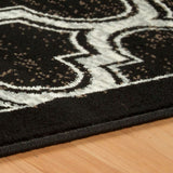 8' Black Geometric Stain Resistant Runner Rug