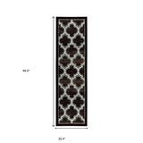 8' Black Geometric Stain Resistant Runner Rug