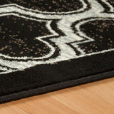 2' X 3' Black Geometric Stain Resistant Area Rug