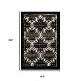 2' X 3' Black Geometric Stain Resistant Area Rug