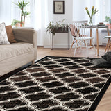 2' X 3' Black Geometric Stain Resistant Area Rug