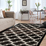 5' X 8' Black Geometric Stain Resistant Area Rug