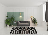 8' X 10' Black Geometric Stain Resistant Area Rug