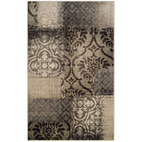 4' X 6' Tan And Brown Damask Distressed Stain Resistant Area Rug