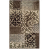 4' X 6' Ivory Light Blue Damask Distressed Stain Resistant Area Rug